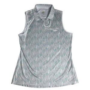 Greg Norman PlayDry Sleeveless Golf Polo L Poly Lightweight Leaf Womens